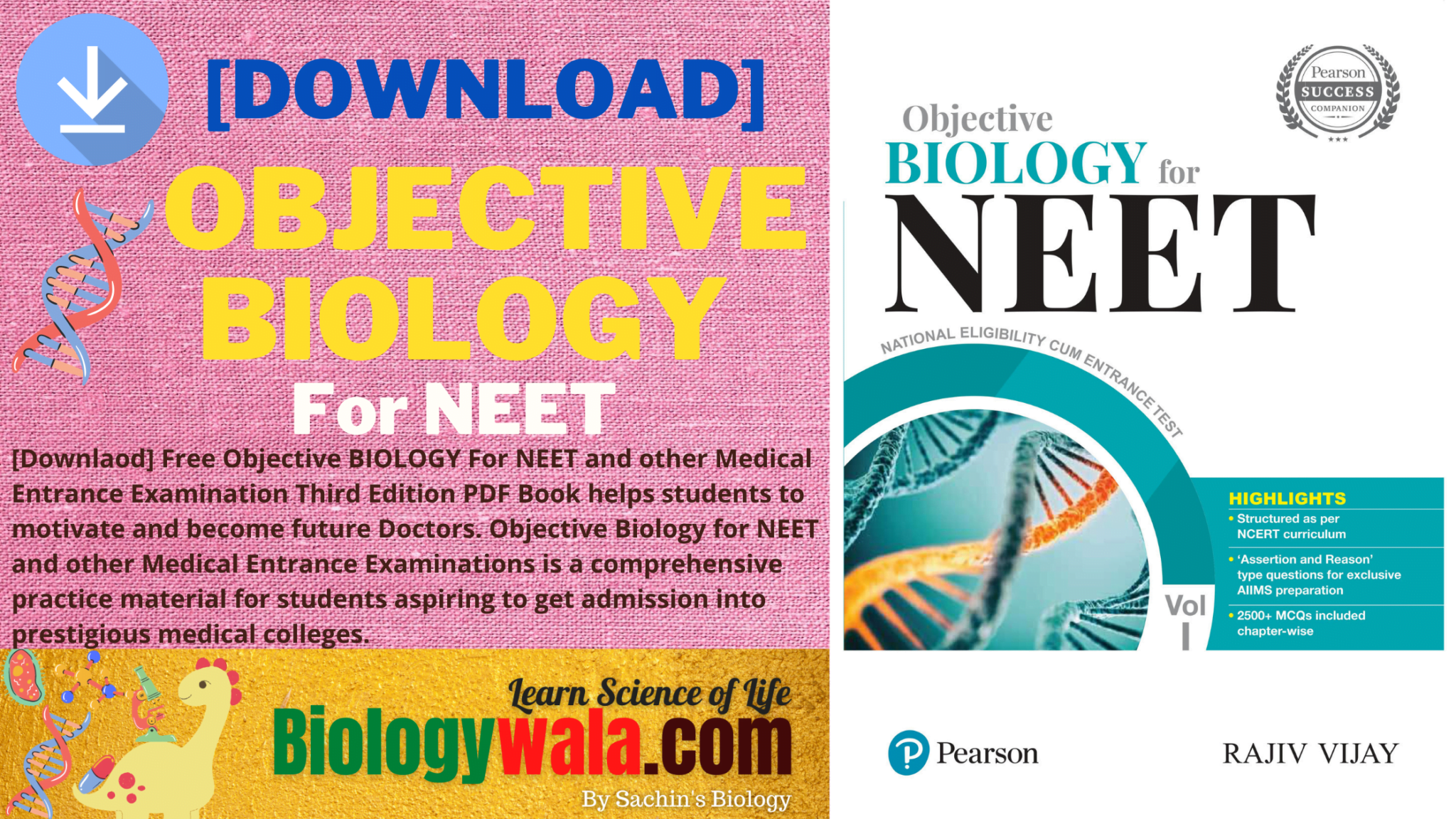 Download] Free Objective BIOLOGY NEET PDF Book 3rd Edi. | [Download] Free  Objective BIOLOGY NEET PDF Book I & II Vol. 3rd Edition Vol I And II