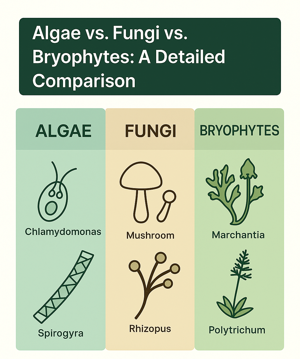 Algae vs. Fungi vs. Bryophytes: A Detailed Comparison 1 Algae vs. Fungi vs. Bryophytes A Detailed Comparison